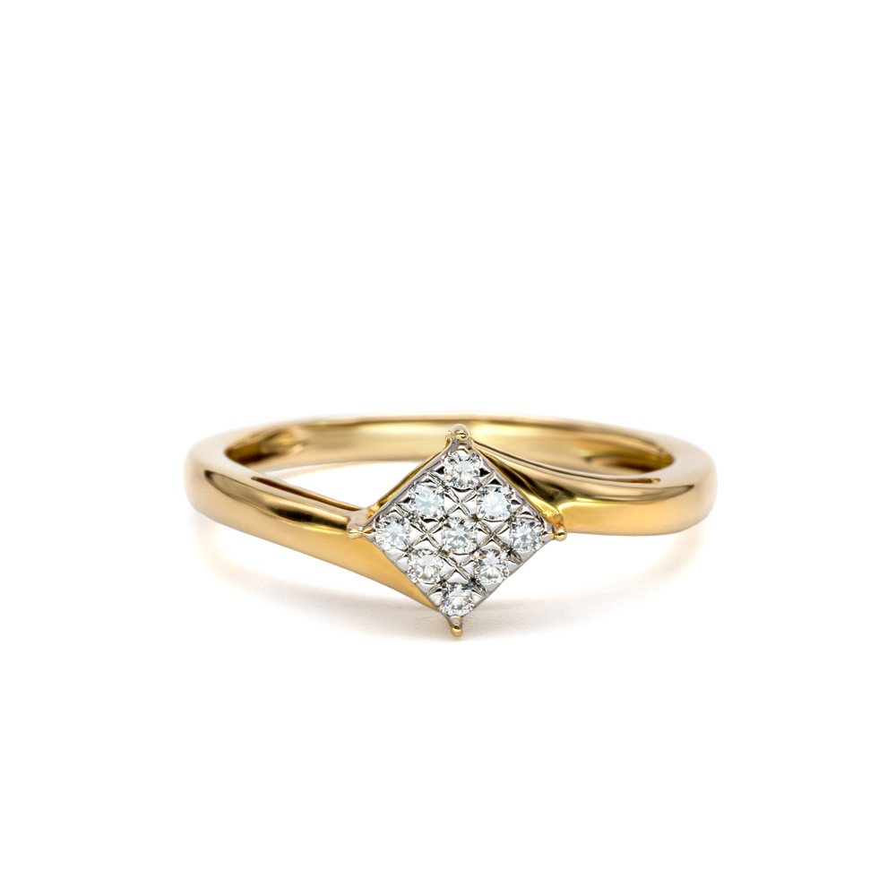 Petrals Solandra gyűrű – 14K sárga arany, négyzet alakú gyémánt díszítéssel, letisztult modern megjelenés