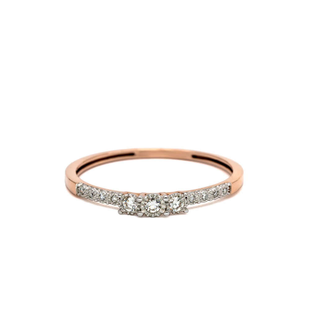 Petrals Daphne rozé arany pavé briliáns gyűrű hullámos modern középmotívummal.