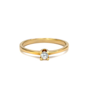Petrals Fresia letisztult sárga arany gyűrű kerek gyémánttal, négykarom-foglalatban.