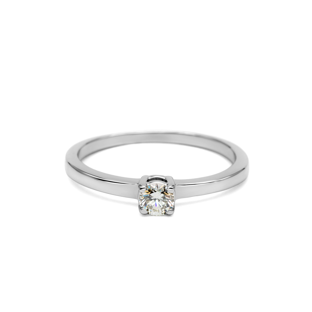 Petrals fehérarany szoliter gyűrű briliáns gyémánttal, minimalista klasszikus stílusban