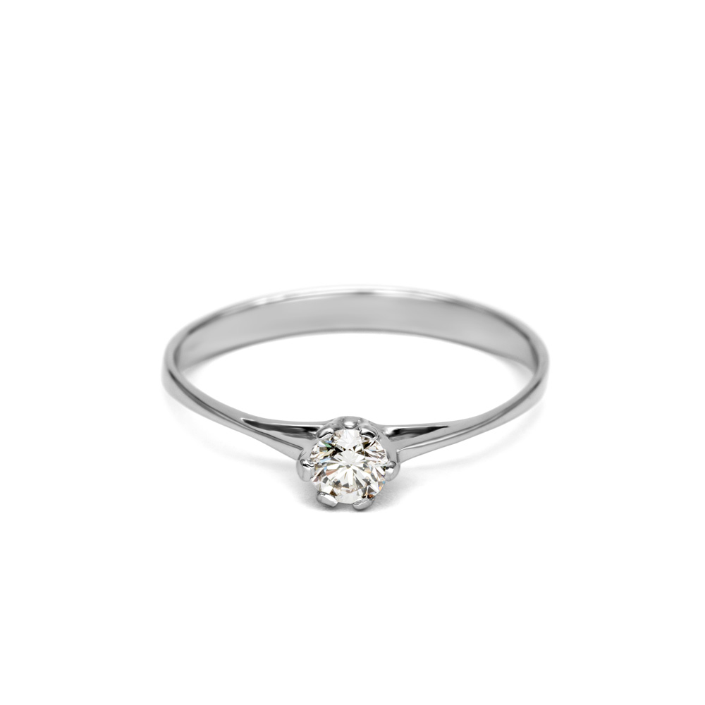 Petrals fehérarany ívelt szoliter gyűrű briliáns gyémánttal, modern női dizájnban
