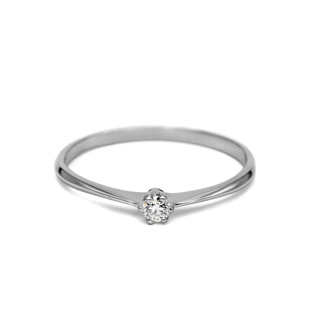 Petrals fehérarany gyűrű letisztult szoliter stílusban, briliáns csiszolású gyémánttal, elegáns minimalista dizájnban