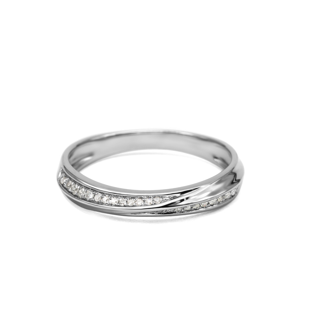 Petrals fehérarany átlapolt gyűrű pavé gyémántsorral, modern női dizájnban