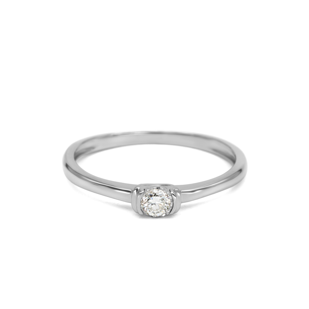 Petrals fehérarany gyűrű briliáns H színű VS gyémánttal, vékony elegáns foglalatban