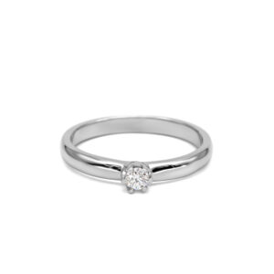 Petrals fehérarany szoliter gyűrű négykarmos briliáns gyémánttal, klasszikus eleganciával