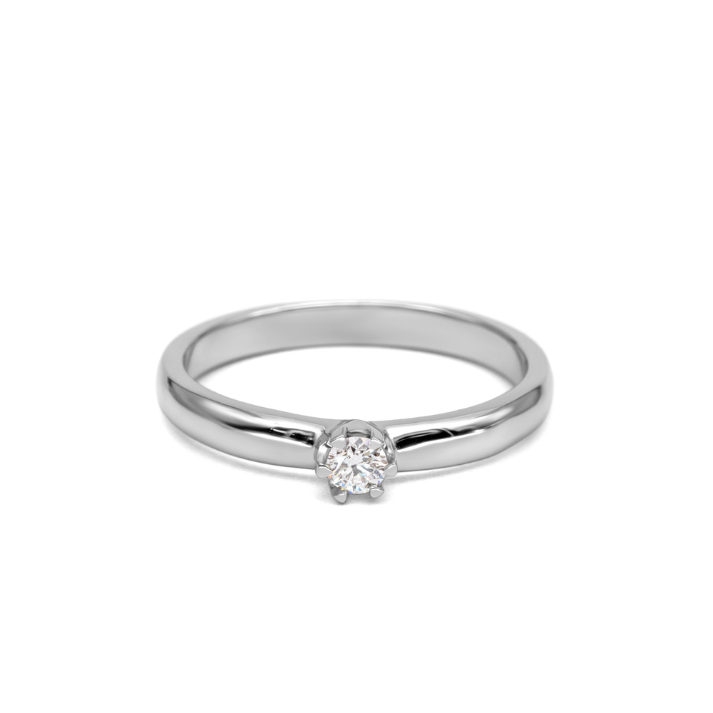 Petrals fehérarany szoliter gyűrű négykarmos briliáns gyémánttal, klasszikus eleganciával