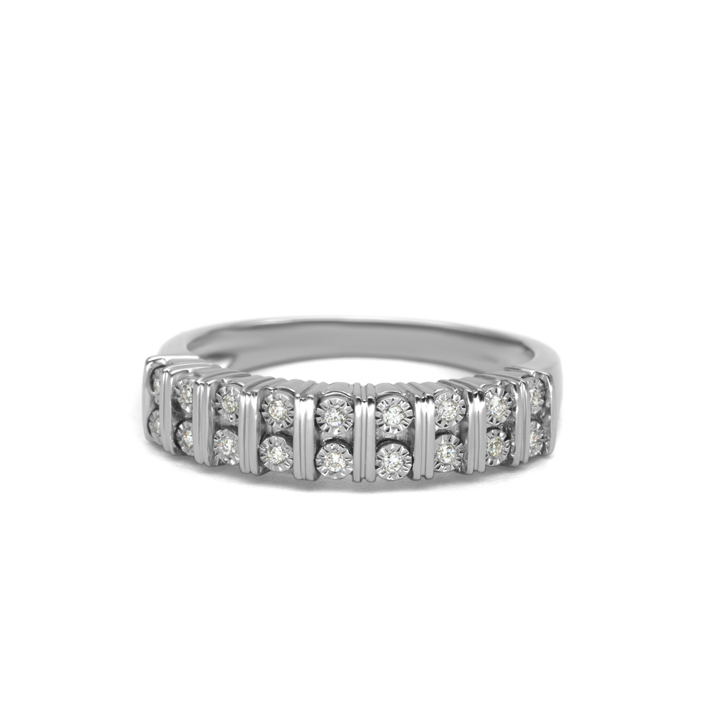 Petrals fehérarany gyűrű sávos pavé gyémánt foglalattal, modern elegáns női dizájnban