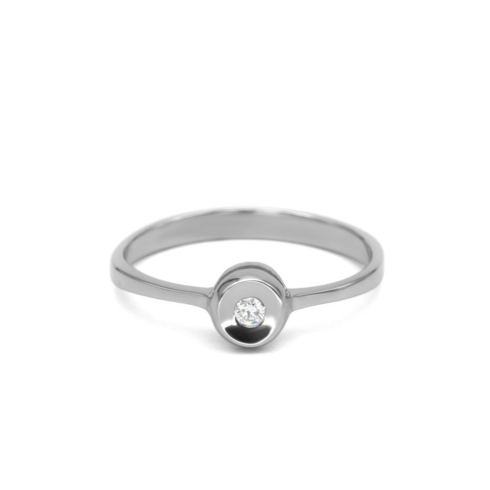 Petrals fehérarany gyűrű kör foglalatban G színű gyémánttal modern Leucanthemum stílusban