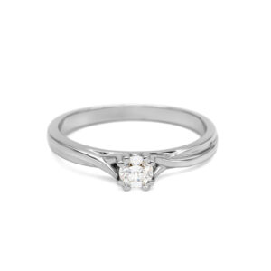 Petrals fehérarany íves szoliter gyűrű központi briliáns gyémánttal elegáns modern dizájnban