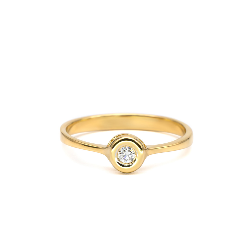 Petrals sárga arany gyűrű beástott szoliter briliáns gyémánttal