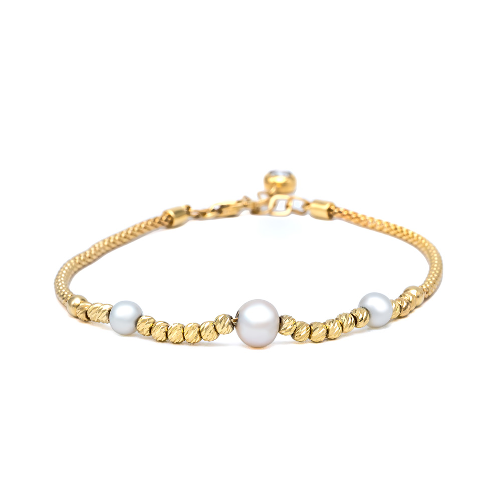 Gyöngyös sárga arany karkötő Petrals kollekció fehér háttéren