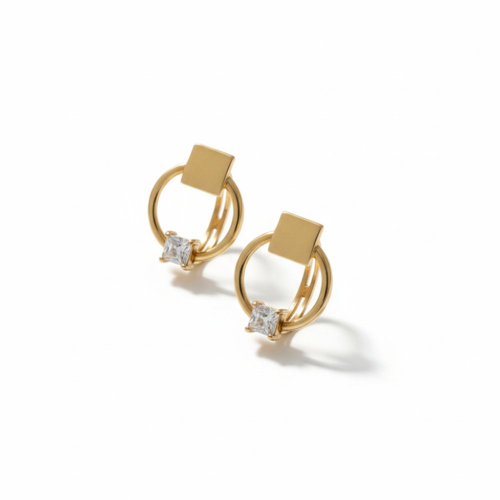 Petrals Sovereign Cirkónia Körgyűrű Fülbevaló 14K aranyból cirkóniával hoop designban, luxus női ékszer.