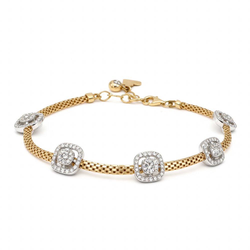 Petrals halo pavé karkötő sárga aranyból