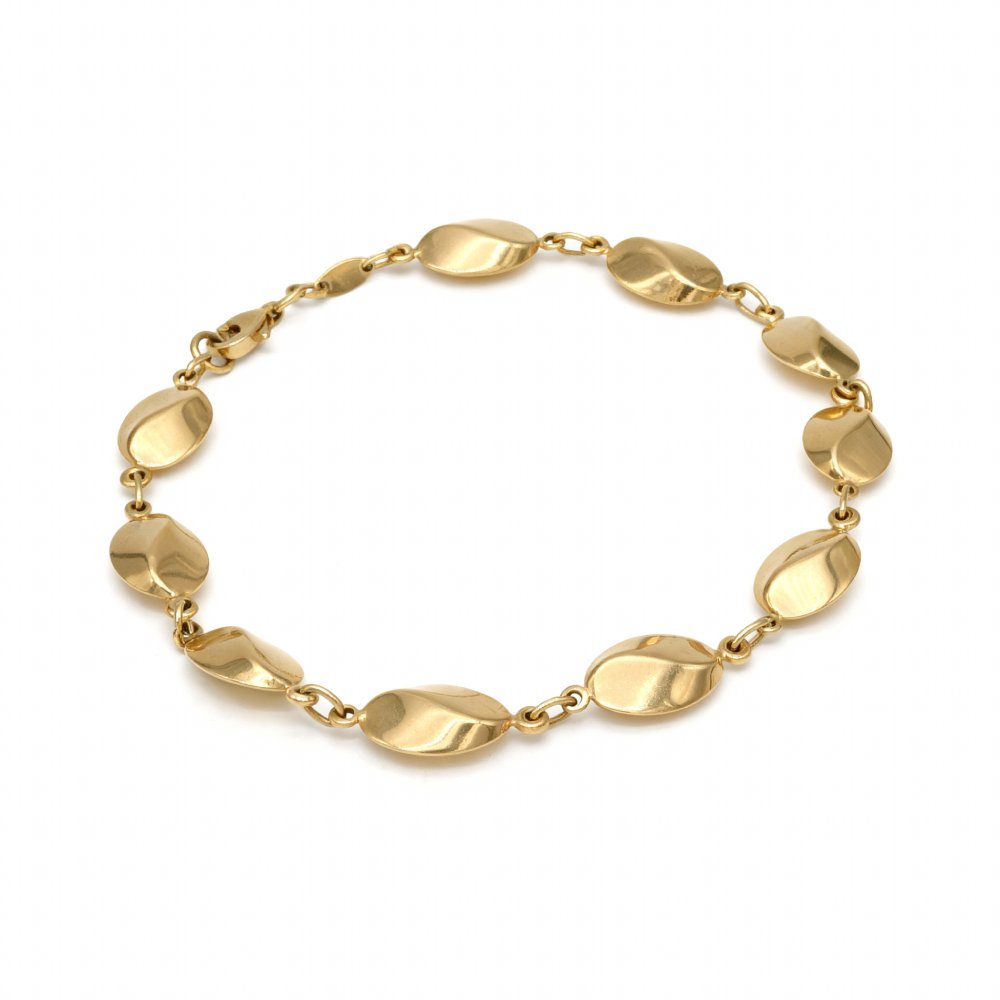 Petrals ellipszis lánc karkötő sárga aranyból megnyúlt ovális linkekkel.