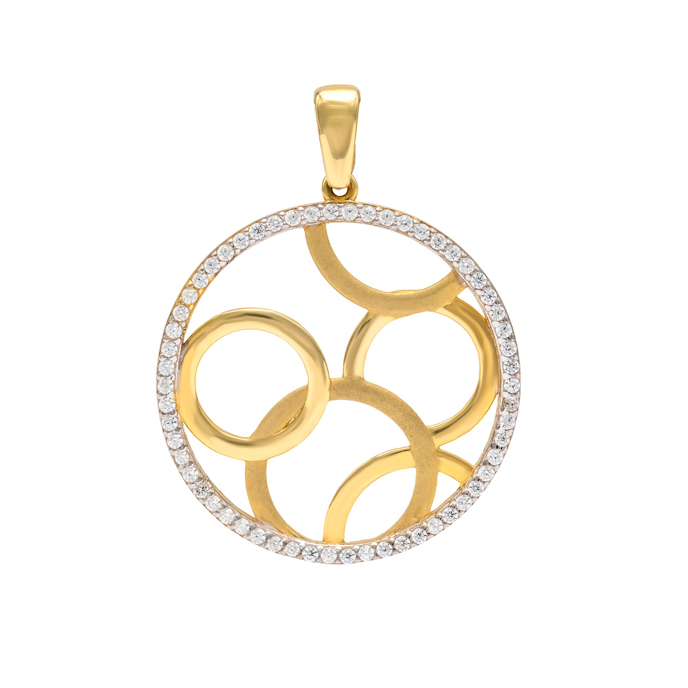 Exkluzív Petrals 14 karátos sárga arany medál cirkónia köves kerettel és modern kör motívumokkal.