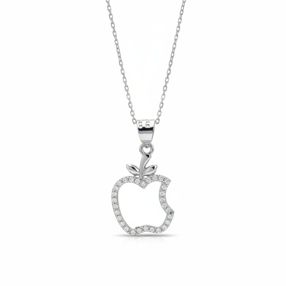 Petrals cirkónia köves fehérarany alma alakú medál vékony láncon