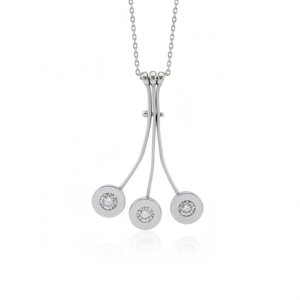 Petrals exkluzív háromköves fehérarany nyaklánc modern inda motívummal