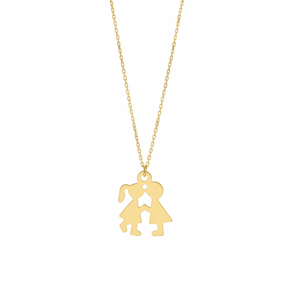 Szerelmes pár silhouette sárga arany nyaklánc Petrals webshop fehér háttéren