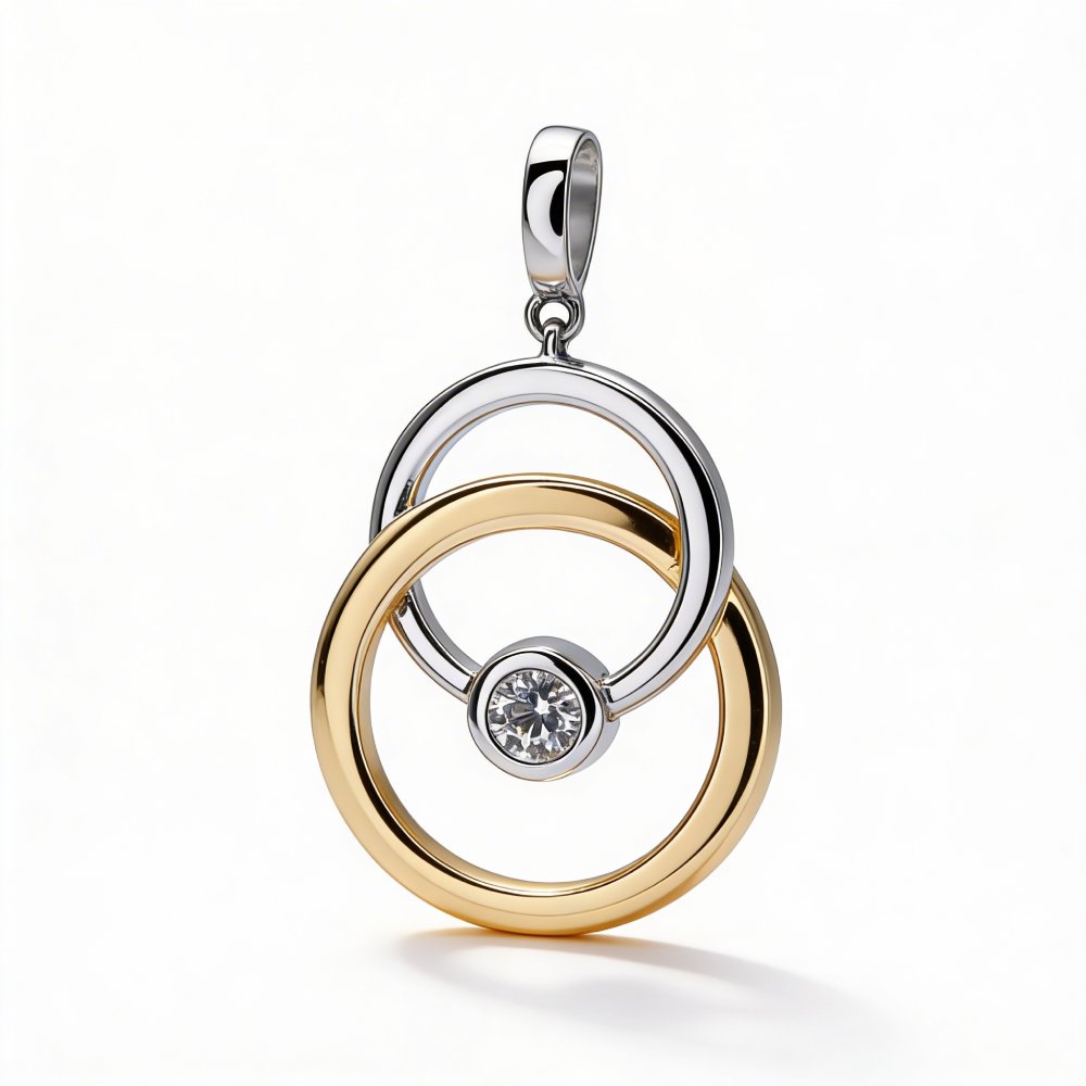 Kétszínű 14 karátos arany medál központi cirkónia kővel és ródium bevonattal a Petrals kínálatából.